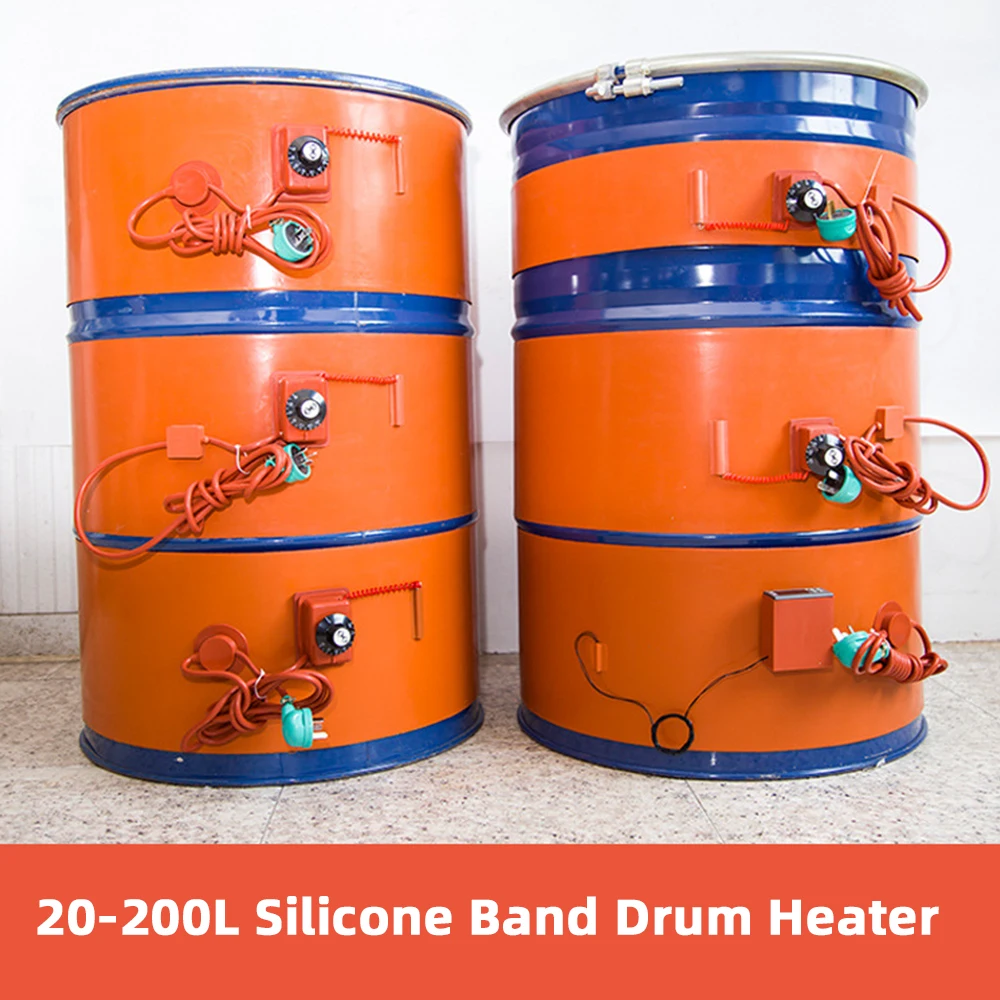 220V 20-200L Silicone Band Drum Heater Blanket Oil Biodiesel Plastic Metal Barrel Gas Tank With Knob temperature controller