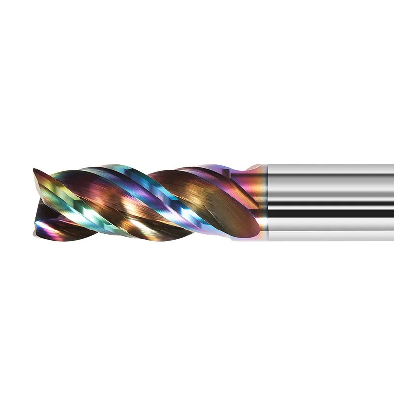 Fresa per rivestimento colorato per alluminio rame legno 3 flauto lavorazione Cnc utensili di fresatura da 1 a 12mm HRC58 65 frese