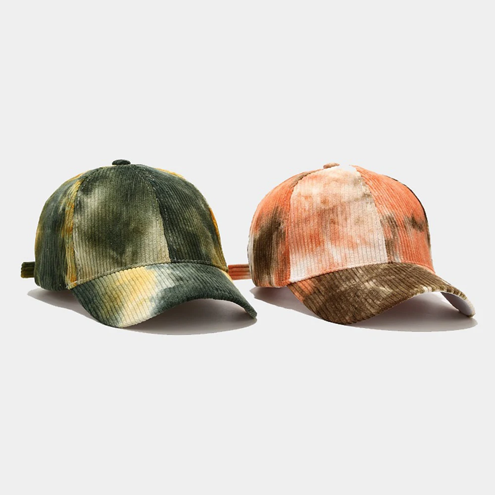 Winter Warm Corduroy Baseball Cap For Men Trendy Tie-dye Women Caps Candy Color Streetwear Snapback Hip Hop Trucker Hat Bone