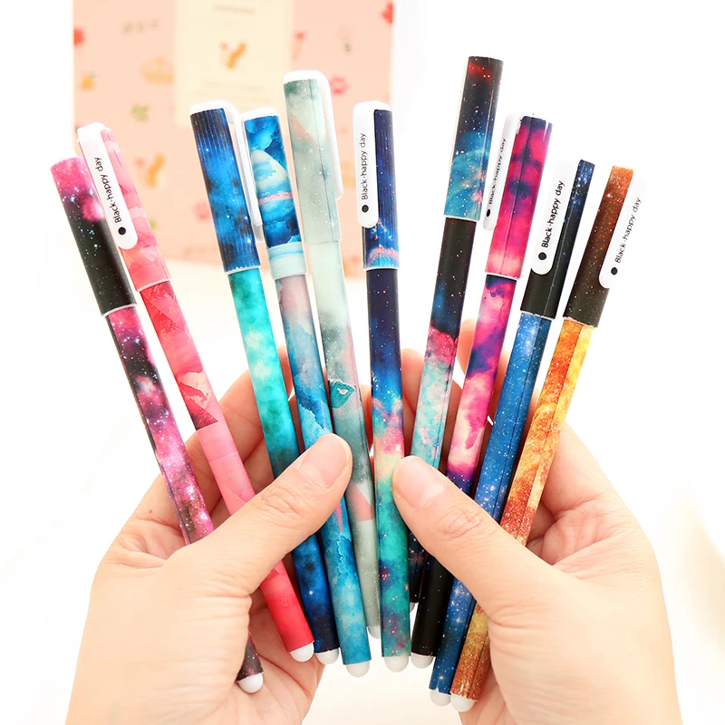 10 Pcs Creative Star Night Color Gel Ink Pen Hot Boligrafos Kawaii Gel penne Boligrafos Kawaii materiale scolastico all'ingrosso