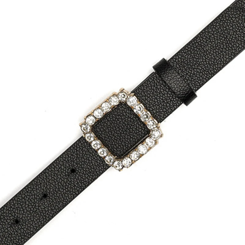 2021 Fashion Rhinestone Ingelegd Vierkante Gesp Riem Vrouwen Decoratieve Windjack Jurk Alle-Match Jeans Riem