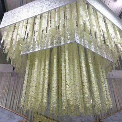 1m 2m/50pcs Artificial Orchid Flowers Rattan String Vine With Leaves For Home Wedding Garden Decoration Hanging Garland Wall