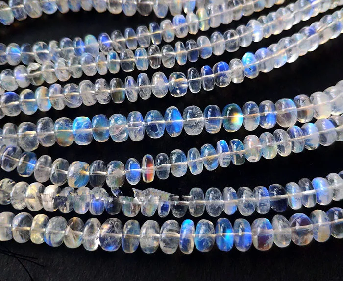 AAA loose beads Moonstone roundel  white rainbow  4-6mm  38CM  for DIY jewelry making FPPJ wholesale beads nature gem stone