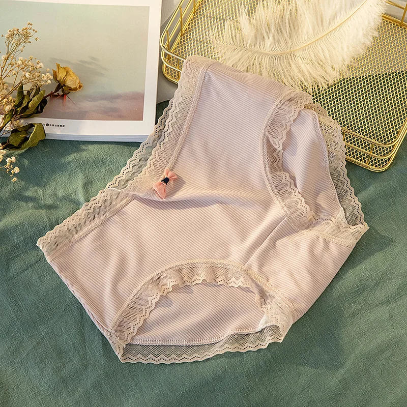 Underwear Women Cute Cotton Girl Panties Female Lace Underpants Mid Waist Sexy Panties Seamless Women\'s Briefs Girl Underpants
