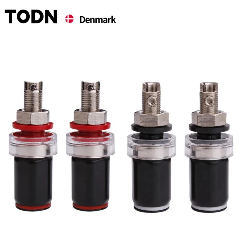 4 stuks zwart en rood gratis lassen koperen luidsprekerversterkerterminal voor 4 mm bananenstekker