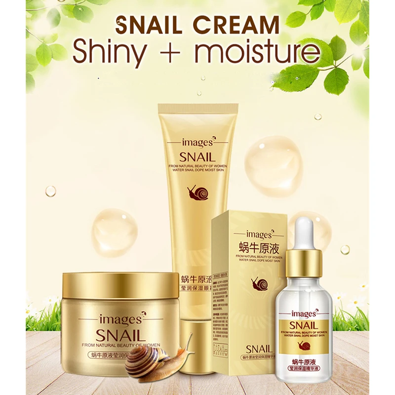 3PCS/lot IMAGES Snail Face Skin Care Set Day Cream/ Essence/ Eye Cream Anti Aging Repair Whitening Nursing Anti Dry Facial Sets