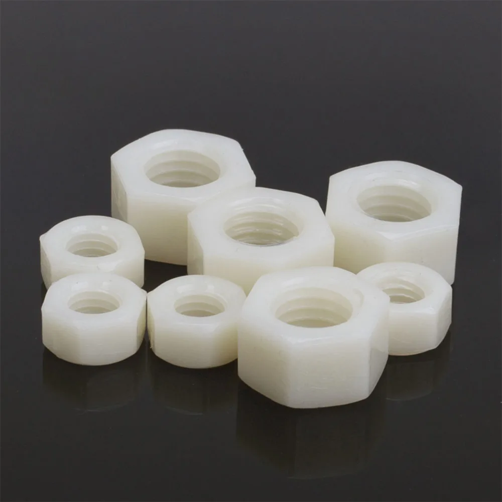 Tuerca hexagonal de nailon, tuercas hexagonales de aislamiento de plástico, color blanco y negro, 10/20 piezas, M2, M2.5, M3, M4, M5, M8, M10, M12