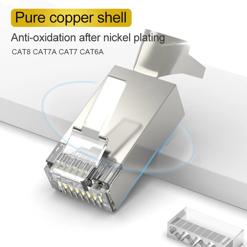 Imagem -05 - Xintylink-ethernet Cabo Plug Conector Rj45 Cat7 Cat8 rj 45 Cat6a Cat.6a Rede Masculina Blindada Cat7a 8p8c Sftp Lan Jack Modular