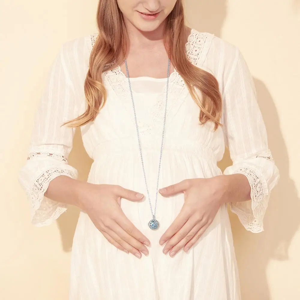Eudora 20mm Harmony Ball Pendant Necklace Heart Round Locket Cage fit 20/18mm Musical Sound Chime Ball for Pregnant Women K292