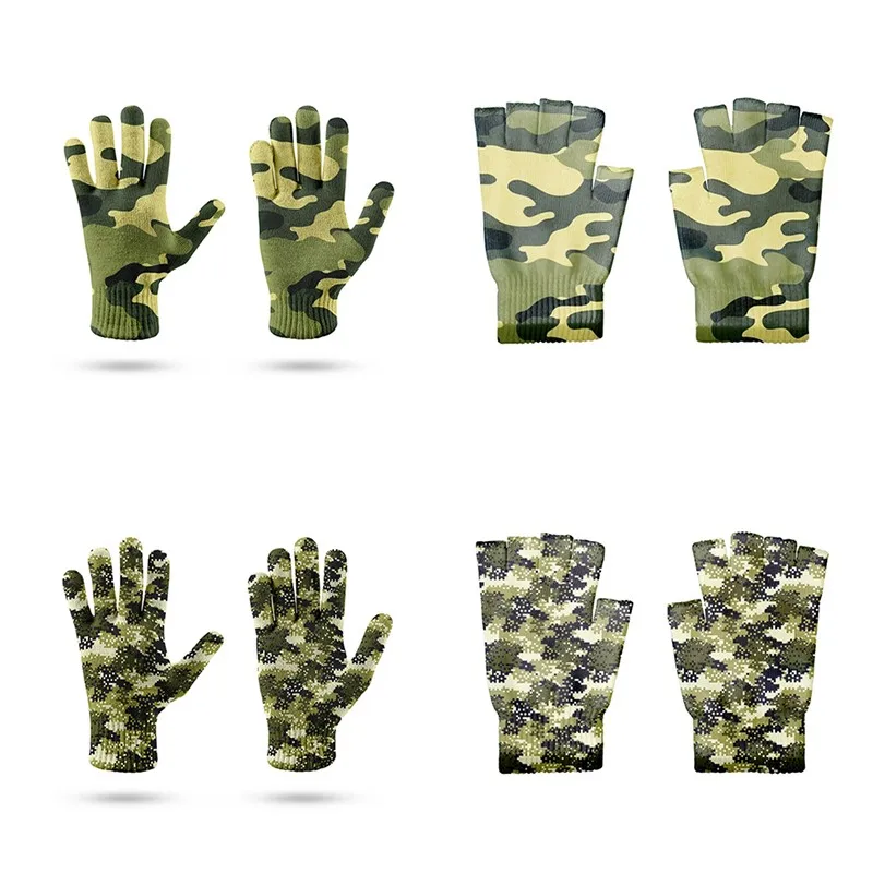 Half-Finger Gloves Camouflage Pattern Print Full Finger Gloves Men\'s Women\'s Outdoor Garden Work Gloves Cycling Fishing Gloves