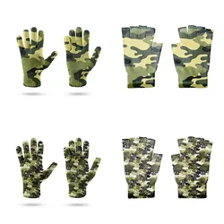 Guantes de medio dedo con estampado de patrón de camuflaje, guantes de dedo completo para hombres y mujeres, guantes de trabajo para jardín al aire libre, guantes de ciclismo y pesca