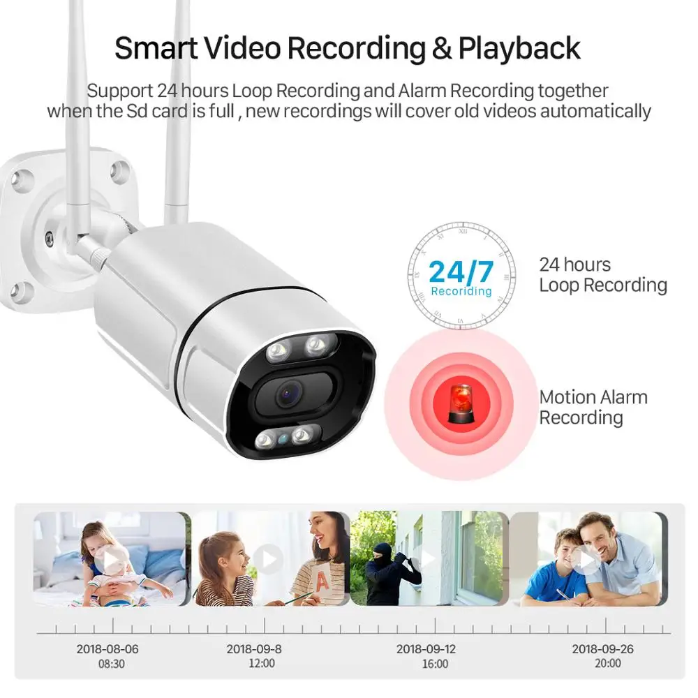 BESDER-5mp IPCamera Wifi 야외 Ai 인간 감지 오디오 무선 카메라, 1080P HD 컬러 적외선 야간 보안 CCTV 카메라