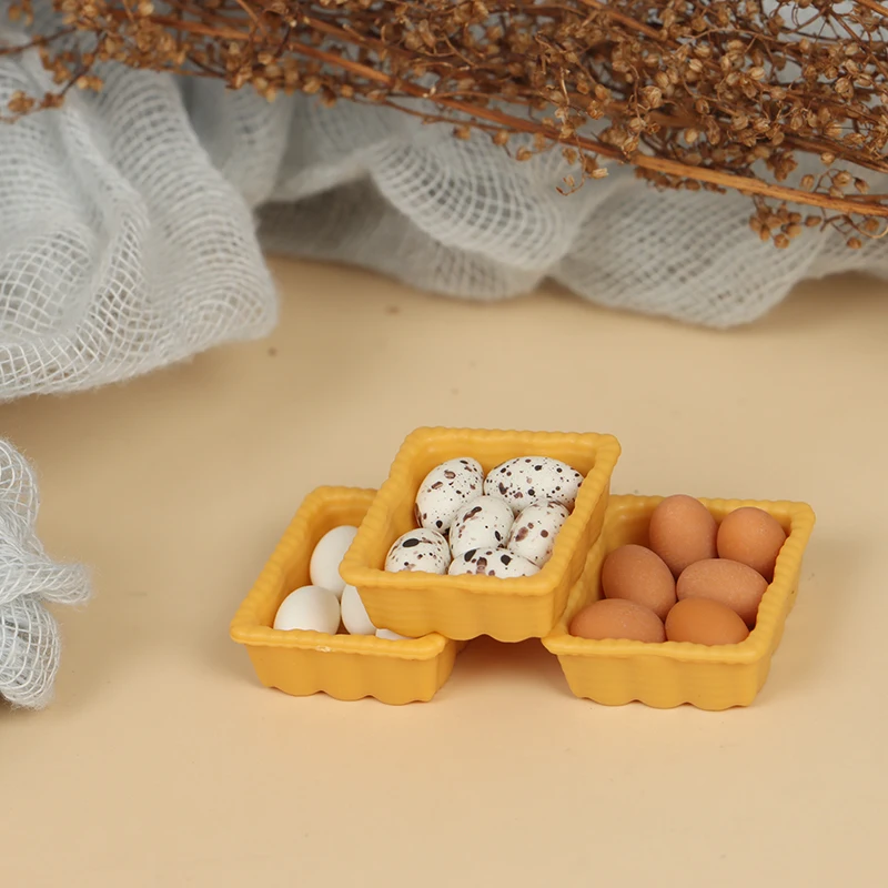 1:12 Dollhouse Miniature Mini Egg With Tray Kitchen Food Accessories Model Toys Doll House Cooking Game Food