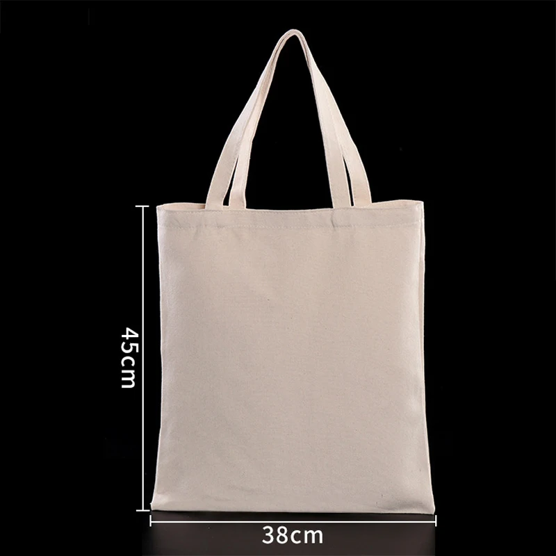 Large Black White Natural Canvas Cotton Tote Grocery Shopping Bags for DIY Paiting