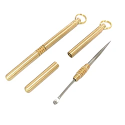 Ear Spoon Toothpick Combination One-piece Brass Titanium Alloy Toothpick Ear Pick Tool Portable Outdoor Toothpick Fruit Picks