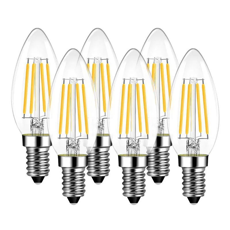 1/4/10 светодиодный т. C35 Светодиодная лампа-свеча E14 2 Вт 4 Вт 8 Вт 12 Вт C35L лампа накаливания 220 В светильник почка с теплым/холодным белым светом лампочсветильник для люстры Эдисона в стиле ретро