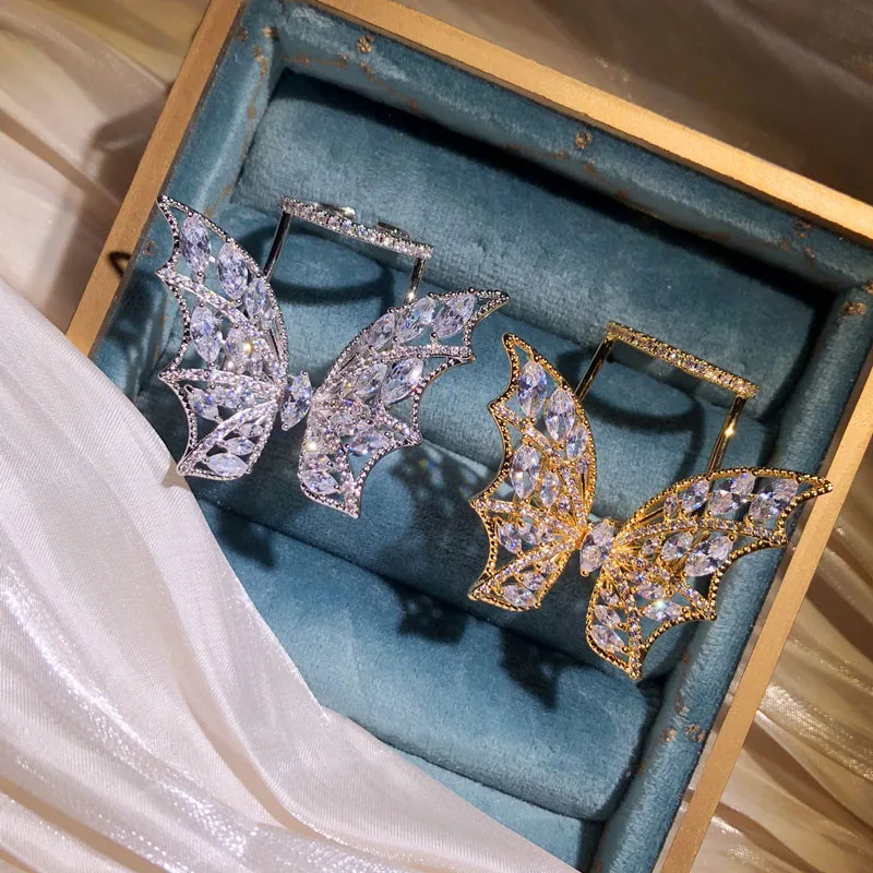 Big Butterfly Rings For Women S925 Sterling Open Size Exquisite Atmosphere Cubic Zirconia Wing Index Finger Fine Jewelry Anel