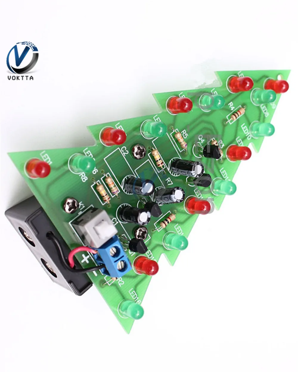 Red/Green Color LED Flash Christmas Tree Parts Kit Diy 3D Christmas Tree Circuit Board Module LED Electronic Fun Suite Gift