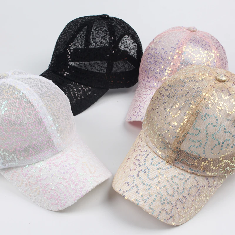 Casquette de Baseball pour femmes, maille à paillettes, Hip Hop, chapeaux d\'été pour femmes, Snapback, chapeau de camionneur réglable, 2022