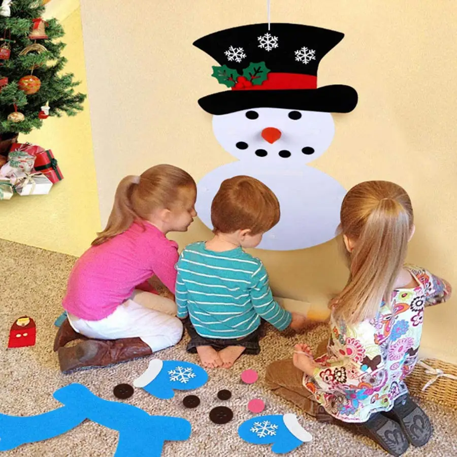 

Christmas Decoration For DIY Felt Christmas Snowman Hanging Ornaments Gifts New Year Door Wall Hanging Xmas Kids Accessories