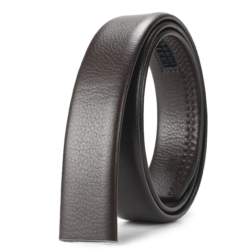 Men\'s Genuine Leather Belts No Buckle Belts Men Fashion Casual Automatic Buckle Belts High Quality Black Brown Waistband 3.5cm