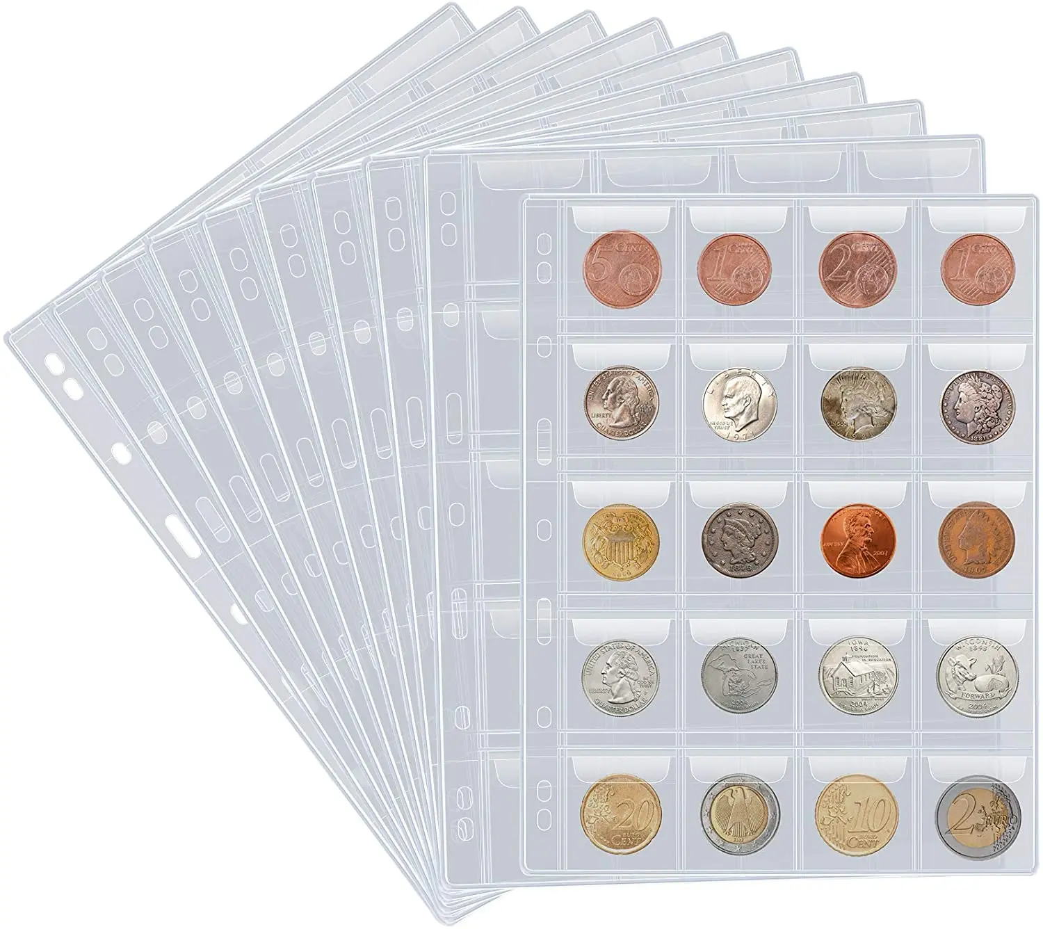 

100 карманы коллекция монет книга монетница лист для Альбом для хранения Портативный Профессиональный памятная монета марки чехлы