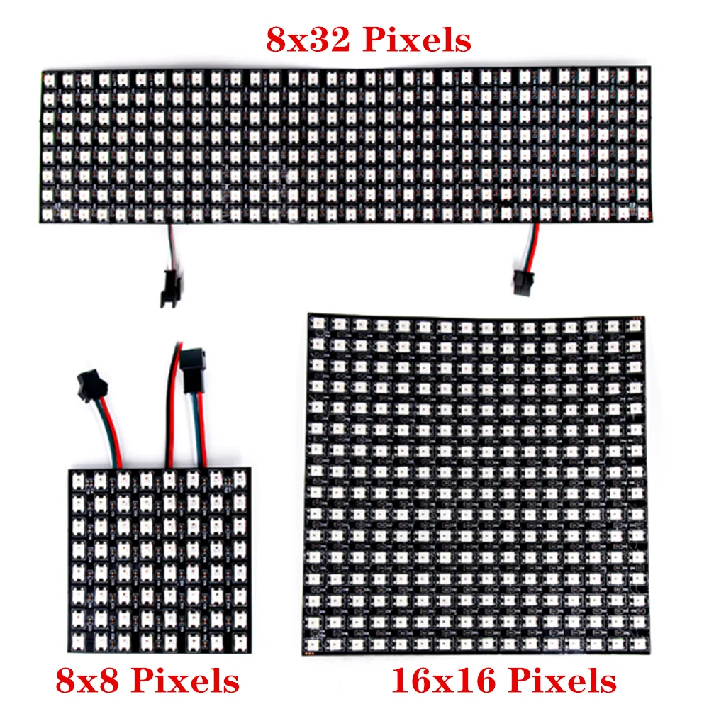 

5 в постоянного тока 8*8,16*16,8*32 пикселей WS2812 цифровая Гибкая светодиодная панель экрана индивидуально Адресуемая полноцветная Плата дисплея
