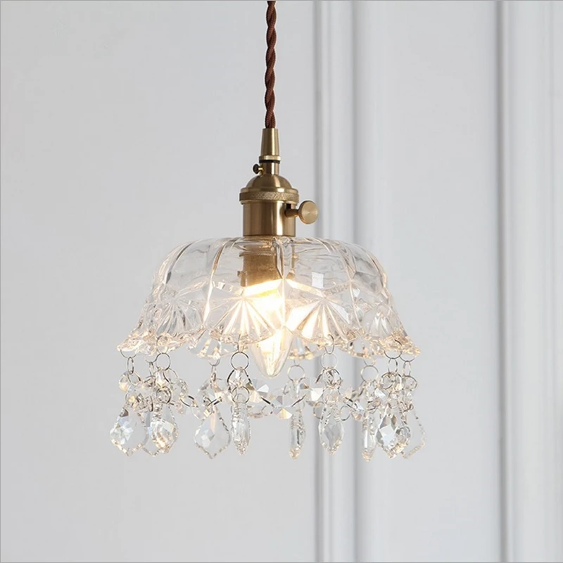 

Modern fashion design clear glass chandelier fancy art decor bedroom reataurant small pendant lamp