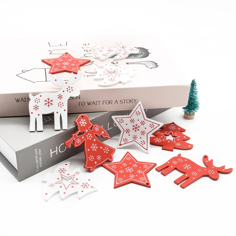 

10 Pieces Party Festival Diy Decoration Wooden Angel Christmas Accessories Diy Gifts Box Home Decor Needlework Wedding Pendant