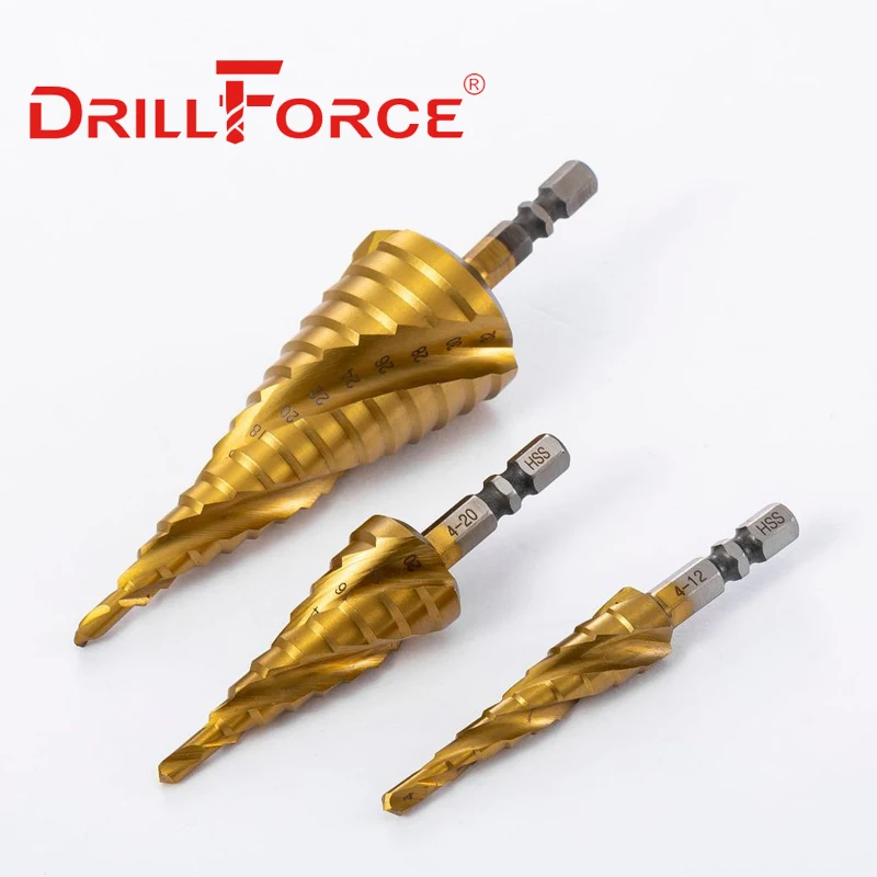 Drillforce M35 Кобальт TiAIN & M2 ступенчатое сверло с титановым покрытием 3 спиральные канавки инструмент для обработки металла и деревообработки