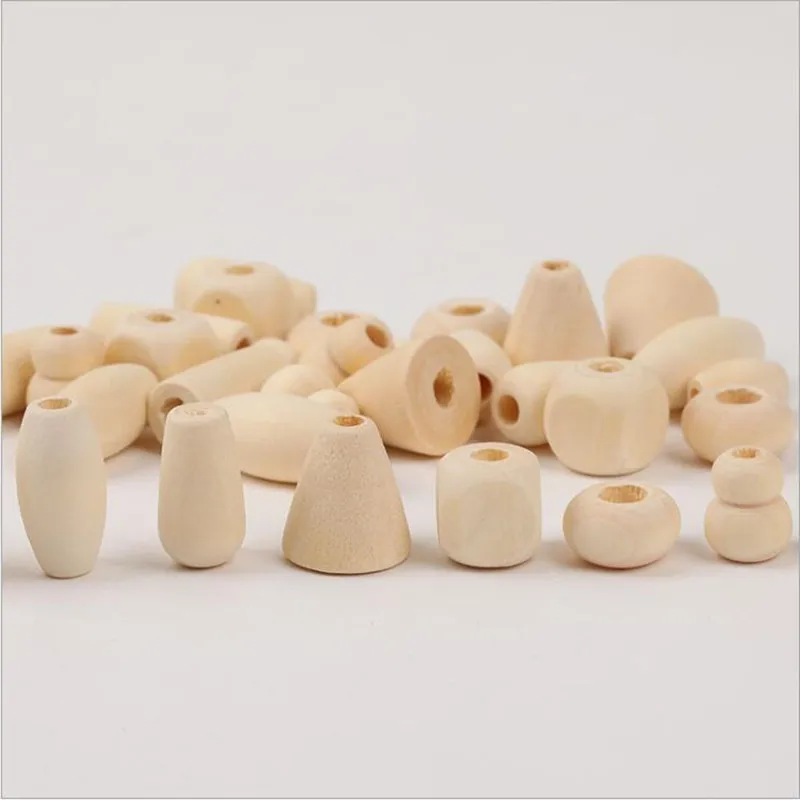 

Natural Wood Geometric Beads Loose Spacer Unfinished For Charm Jewelry Necklace Making DIY Supplies