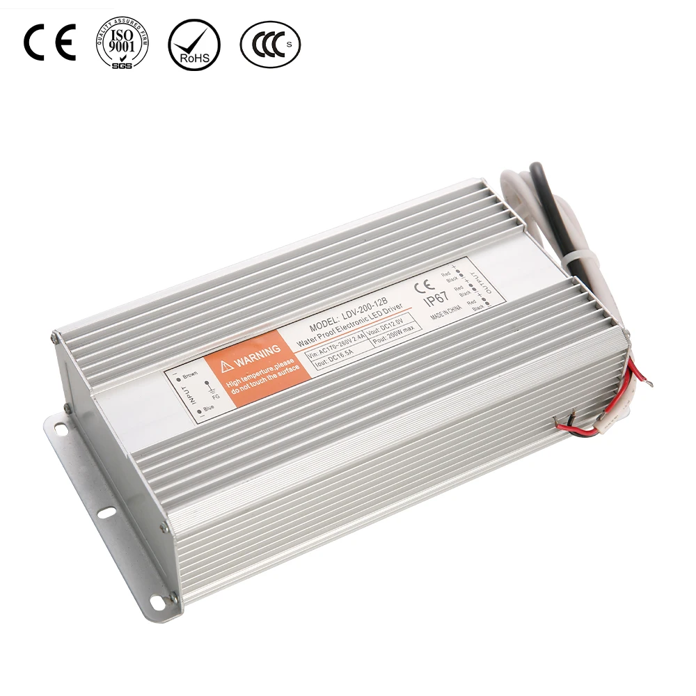 all over world LDV-200-24 LED driver IP67 waterproof 200W AC-DC single output 8.5A 24V switching power supply