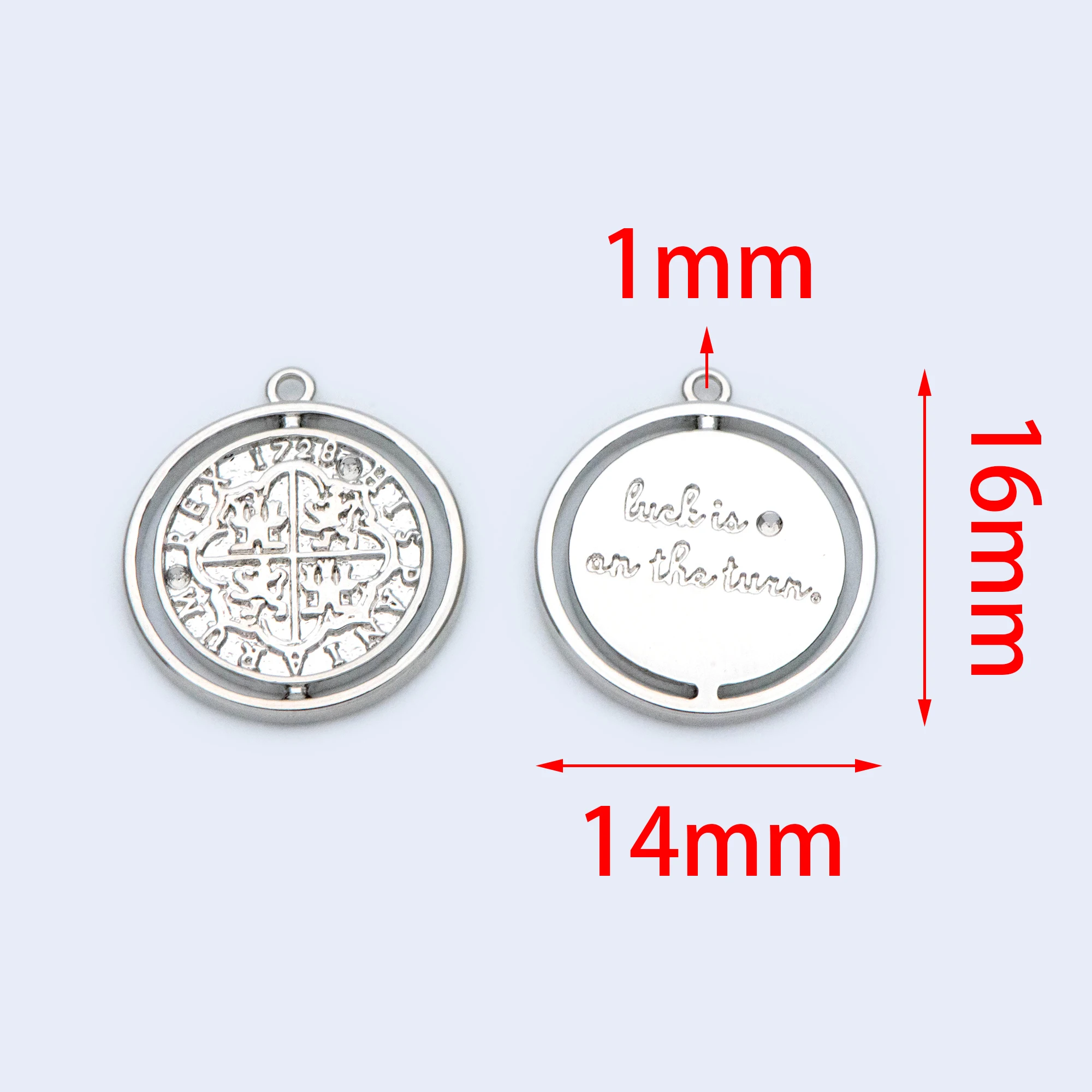 10pcs Silver Tone Medallion Charm Pendant 16x14mm, Jewelry Supply (GB-1634-2)