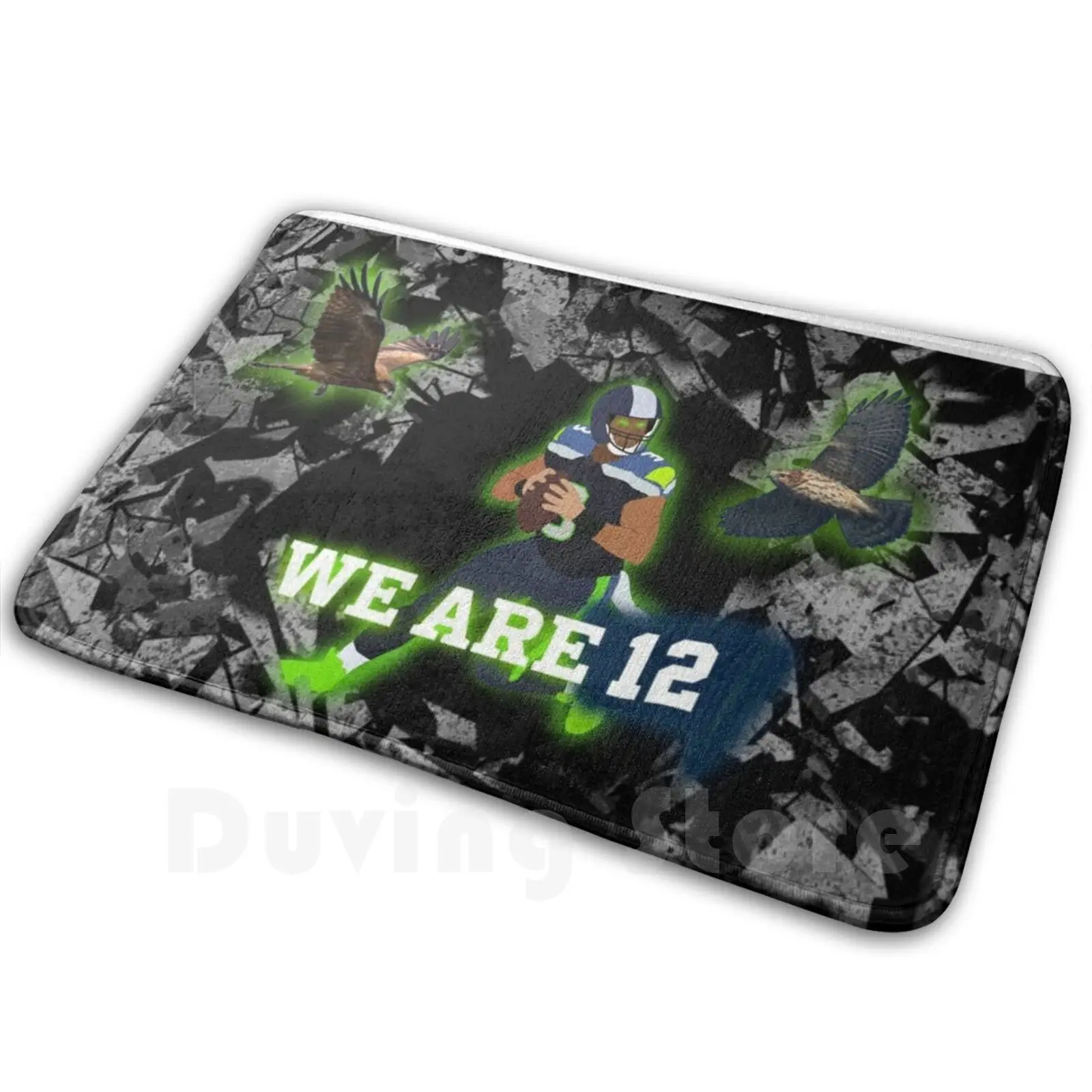 #12 Mat Rug Carpet Anti-Slip Floor Mats Bedroom We Are 12 Seahawks Seattle Tyler Lockett Bobby Wagner Chris Carson Goat Mvp