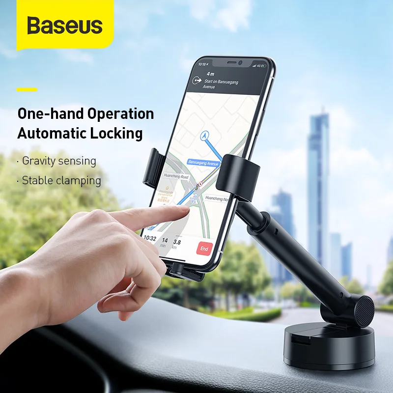 

Baseus Gravity Car Mount Holder with Suction Base Adjustable Universal Car Phone Stand for 4.7-6.5inch Mobile Phone for iPhone