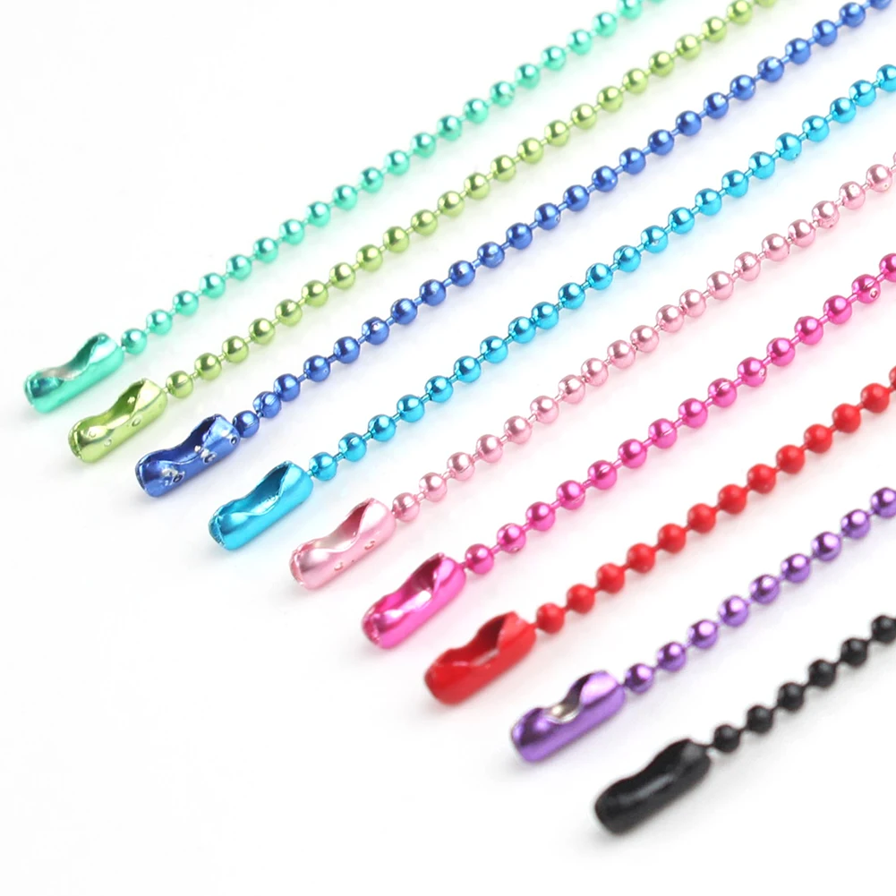 10 sztuk kolorowa piłka łańcuszki z koralików dla naszyjnik DIY komponenty do wyrobu biżuterii 1.5mm koraliki łańcuch naszyjnik z złącza 68cm