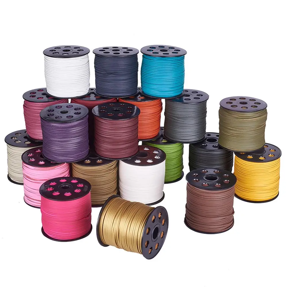 90m/roll Faux Suede Cord One Side Covering with Imitation Leather for Jewelry Making DIY Bracelet and Necklace 2.7x1.4mm