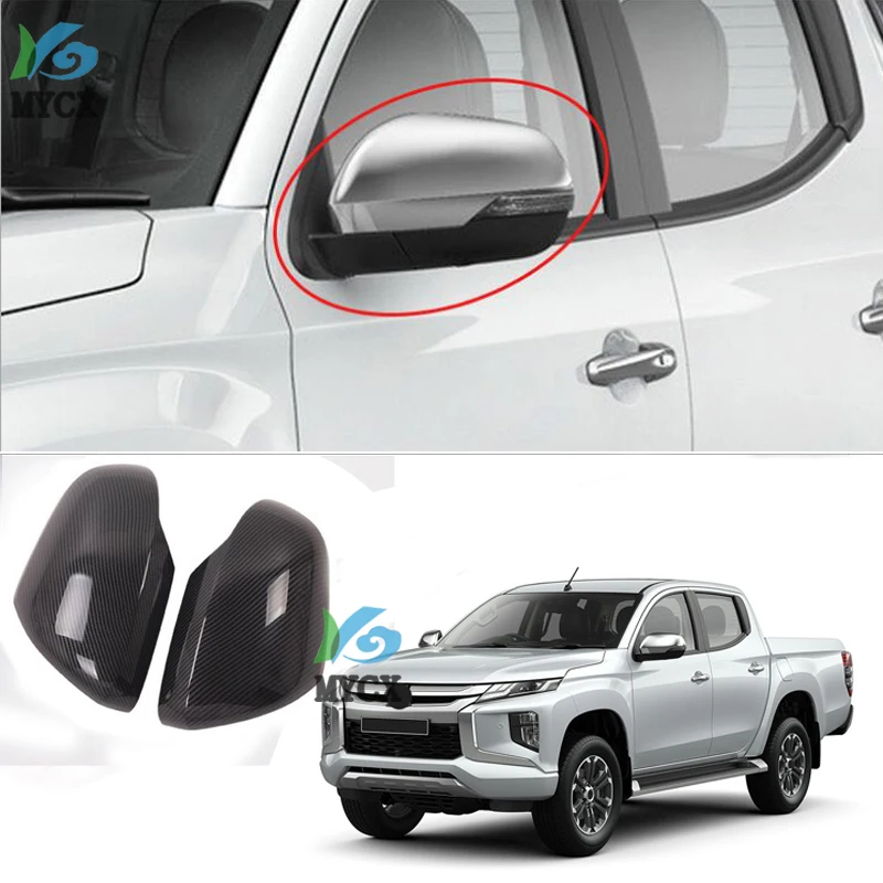 

For Mitsubishi L200 Triton 2019 2020 Ram 1200 Car Accessories Carbon fiber rearview mirror cover reversing mirror cover