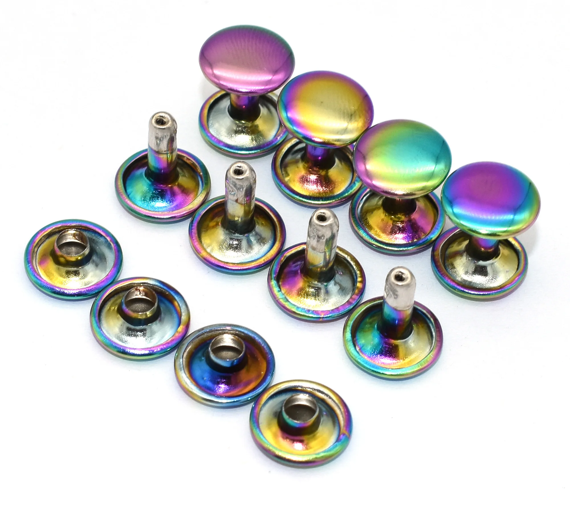 Rainbow Rivet 10mm Double Round Cap Rivet Iron Button  Rivet DIY Leather Craft Sewing Accessories Purse Handbag Hardware