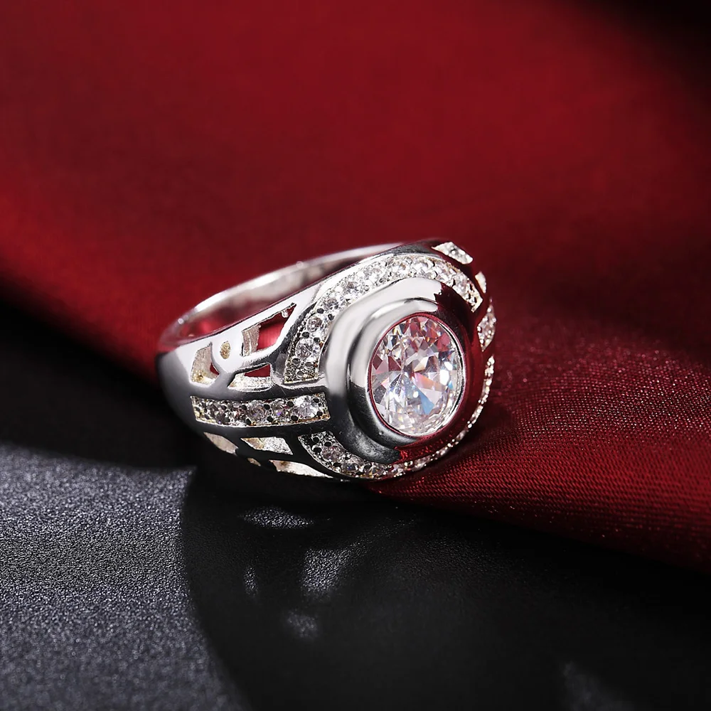 DOTEFFIL 925 Sterling Silver Crystal AAA Zircon Klasyczny pierścionek dla kobiet Moda Ślub Zaręczyny Impreza Prezent Urok Biżuteria — zdjęcie 3