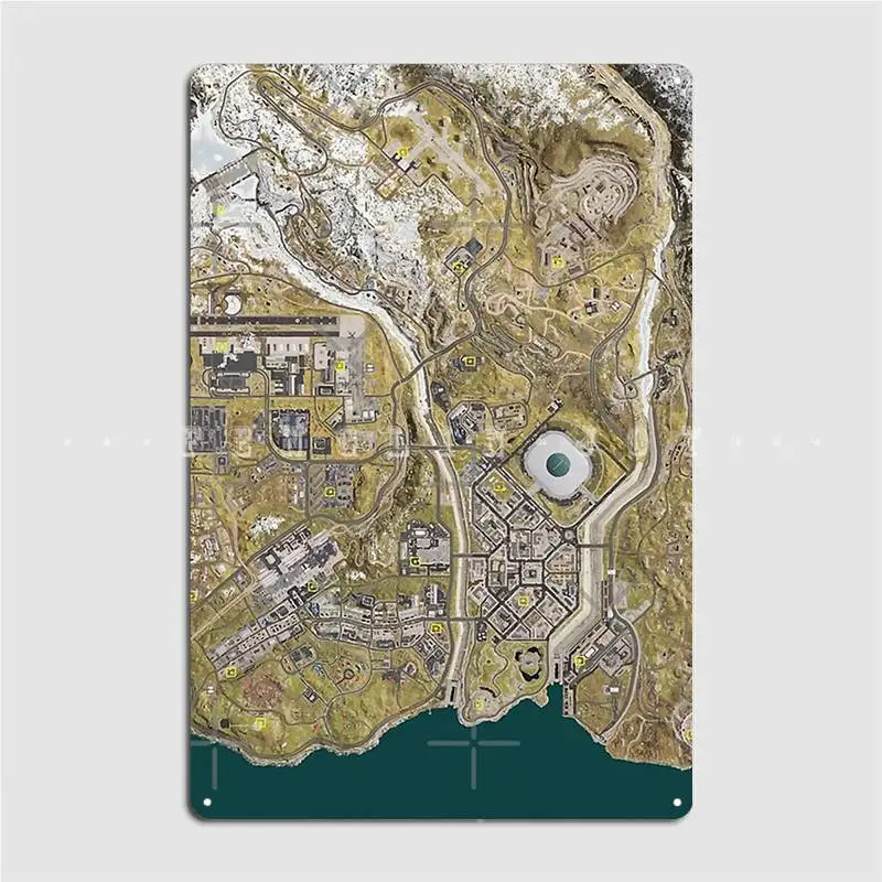 Cod Warzone Map Metal Plaque Poster Wall Pub Plates Wall Vintage Tin Sign Posters