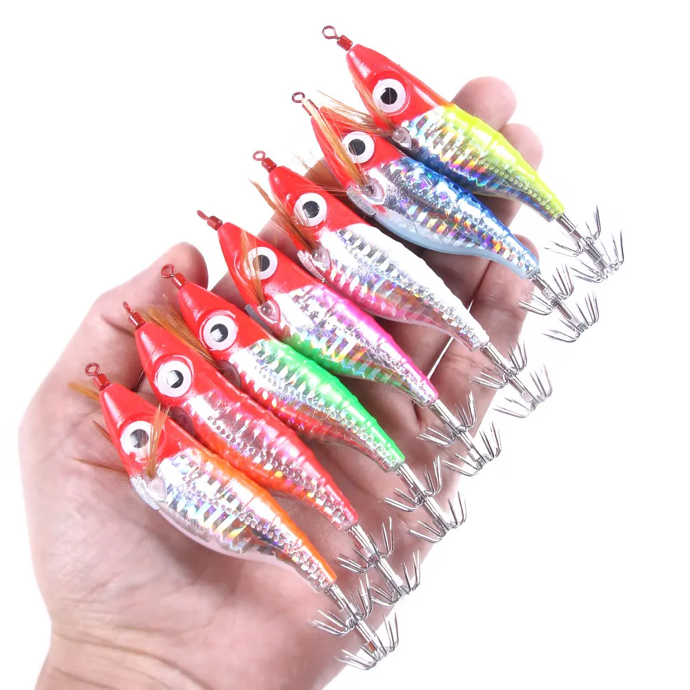 

35Pcs Squid Jig Fishing Lures Squid Hook 10cm 9g Saltwater Cuttlefish Shrimp Lure Bait