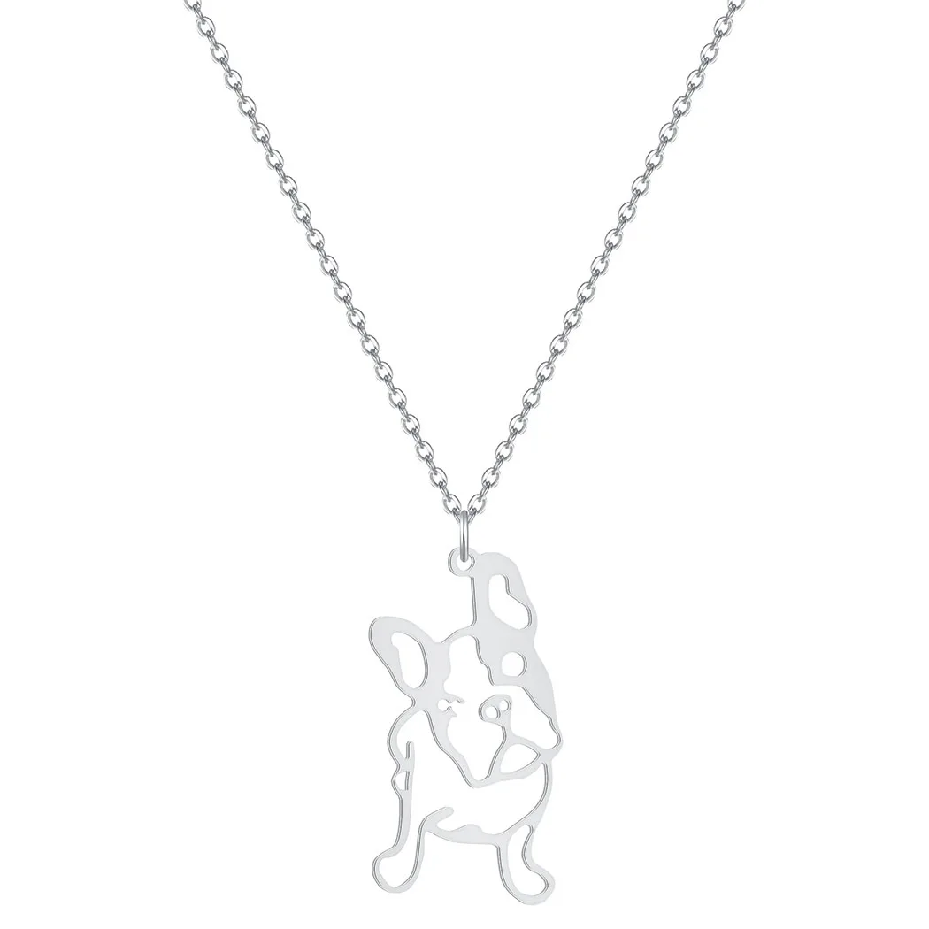 Cxwind Stainless Steel Frenchie Necklaces For Women Man Cute French Bulldog Dog Pendant Necklace Engagement Chain Jewelry