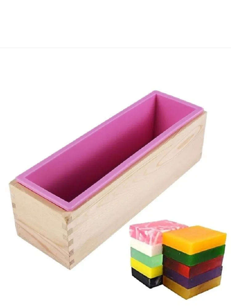 1200g Rectangle Bloom Soap Molds Wooden Box With Lid Large Capacity Silicone Loaf Mould Soap Craft Making Handicrafts Soap Hand