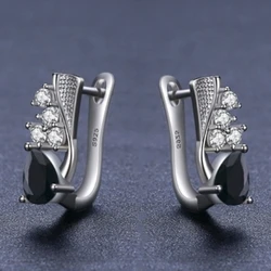 Orecchini a cerchio neri per donna Classico argento sterling 925 Trendy Spinello Fidanzamento Gioielleria raffinata I219