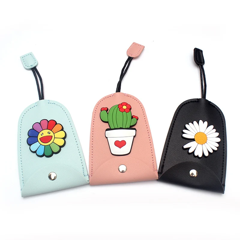 Fashion Cute Flowers Pull Type Key Bag PU Leather Key Wallets Housekeeper Car Key Holder Case New Leather Keychain Pouch