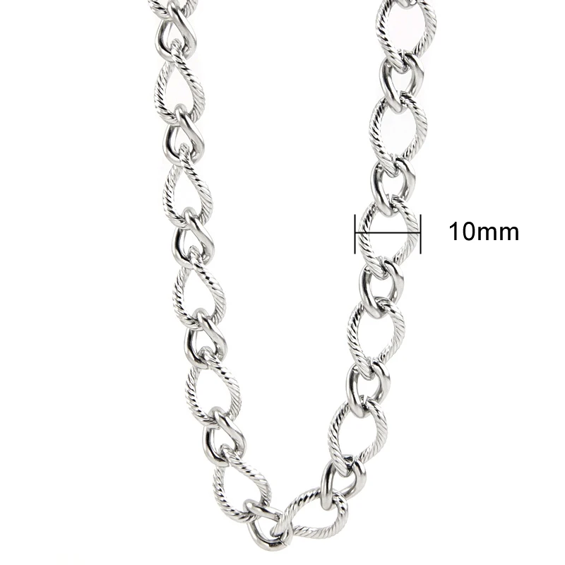 Stainless Steel Sell in Meter Women Heavy Necklace Goth thick thread cuban chain silver/gold color Long Collar choker