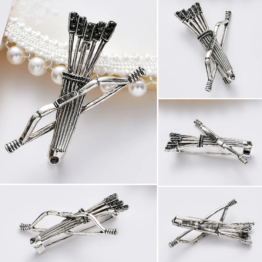 Vintage Bow Arrow Brooch Pins Men\'s Badge Alloy Accessories Lovely Retro Crossbow Collar Brooches for Women Fashion Jewelry Gift