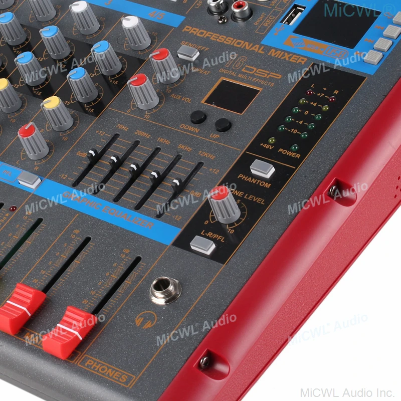 وحدة خلط بلوتوث XR9, 9 قنوات خلاط 9-Input 2-Bus 2 ستيريو بلوتوث وحدة التحكم في خلط للمرحلة كاريوكي استوديو المنزل الأداء حفلة 16 DSP 48V