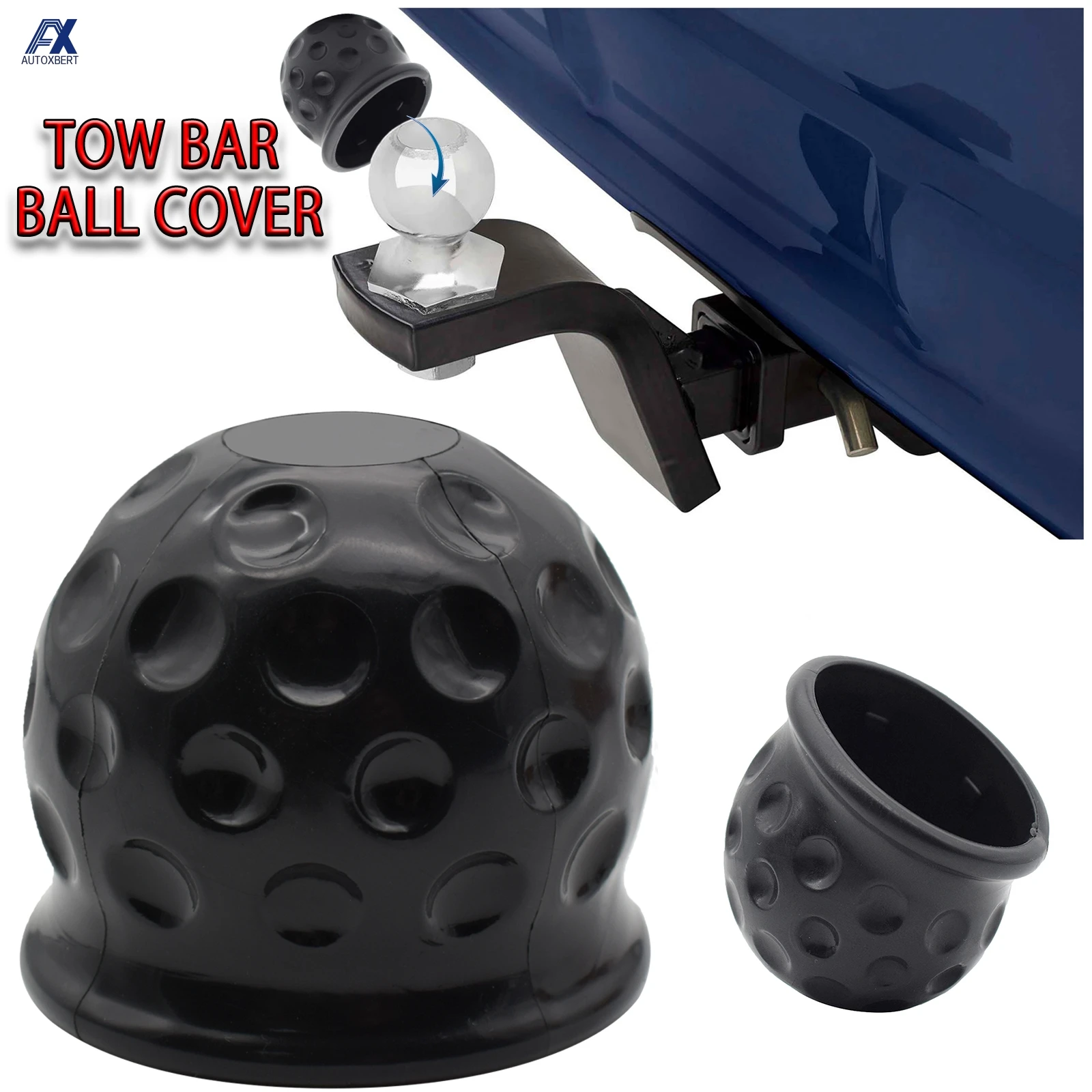 Universal 50mm Tow Bar Ball Cover Cap Rubber Ball Hood Trailer Hitch Protect Towball Trailer Ball Cover Black Car Accessories